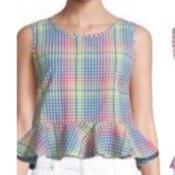 Design Lab Lord & Taylor Rainbow Gingham Top - Picture 7 of 9